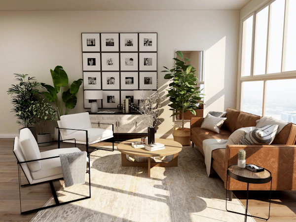 AI applied interior design styling for modern lounge